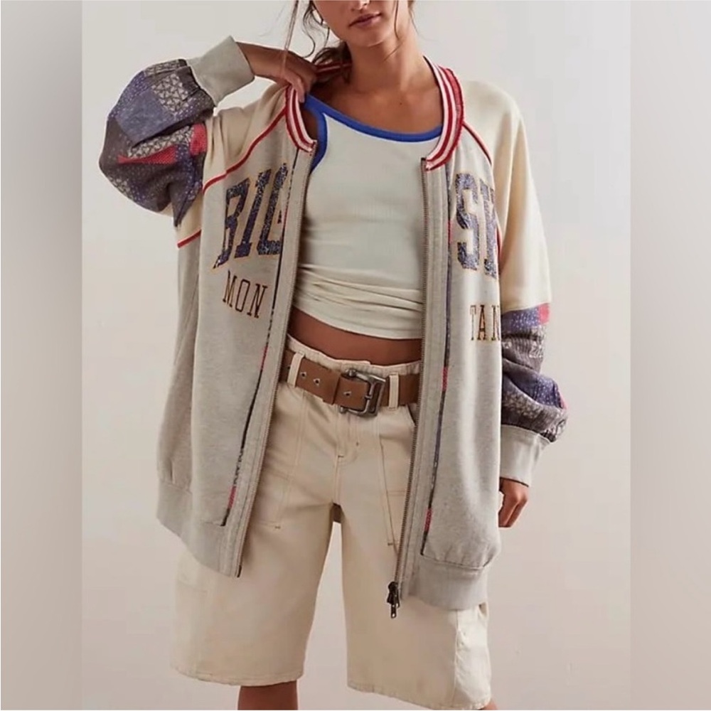 NWT Free People We The Free Stars + Stripes Bomber - Americana Combo - Small - Picture 2 of 8